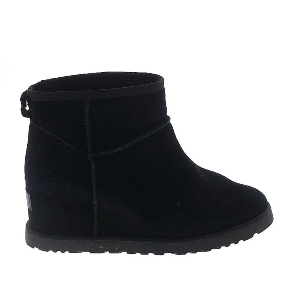 Ugg Classic Femme Ankle Wedge Booties 9.5 Black Suede - Picture 2 of 7
